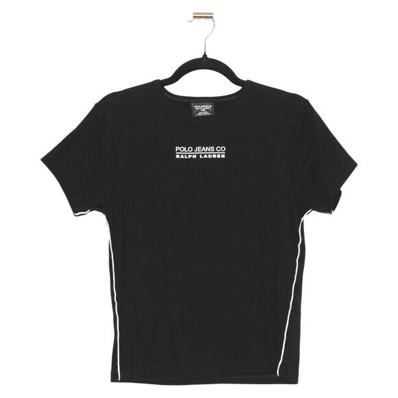 Vintage Polo Jeans Ralph Lauren Black T-shirt 100% Cotton Size Large - Picture 1 of 5